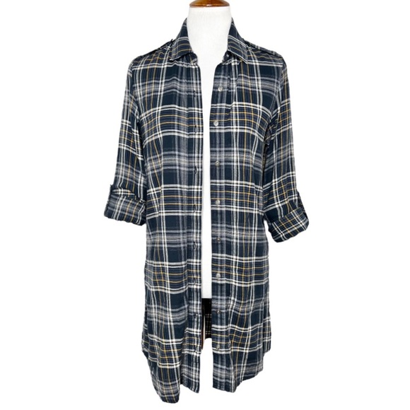 Sam Edelman Tops - Sam Edelman Navy Blue Plaid Shirtdress, Maxi Shirt, Maxi Top, Cardi, Duster